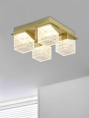 Searchlight Brass Dana 4Lt Flush ,Satin Metal with Clear Acrylic - Image 1 of 4