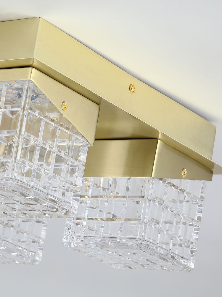 Searchlight Brass Dana 4Lt Flush ,Satin Metal with Clear Acrylic - Image 2 of 4