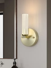 Searchlight Brass Della LED Wall Light, Metal with Clear Acrylic - Image 1 of 4