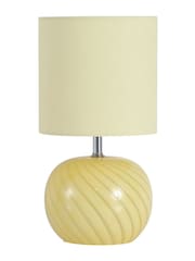 Searchlight Yellow Metz 3 Light Table Lamp Glass with Linen Look Shade - Image 2 of 4