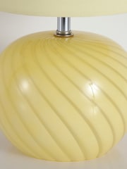 Searchlight Yellow Metz 3 Light Table Lamp Glass with Linen Look Shade - Image 3 of 4