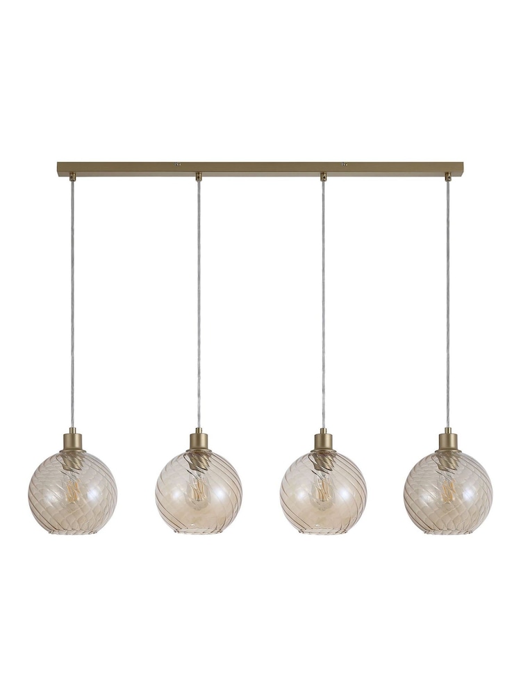 Searchlight Gold Tilly 4Lt Bar Pendant, Metal and Glass - Image 4 of 4