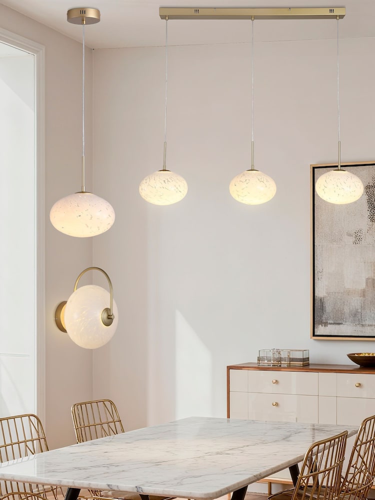 Searchlight Gold Poppy LED Bar Pendant - Metal & Confetti Glass - Image 2 of 4