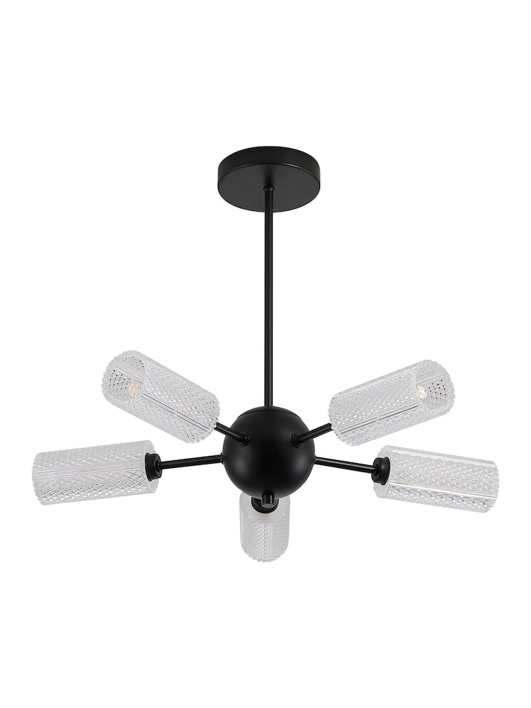 Searchlight Black Maxwell 5 Light Semi-flush Metal, Textured Acrylic - Image 4 of 4