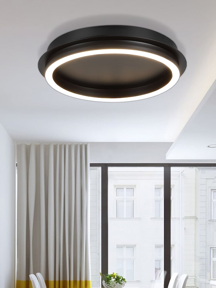 Searchlight Black Harley LED Ceiling Lamp - Metal with Acrylic - Image 1 of 4 Searchlight Black Harley LED Ceiling Lamp - Metal with Acrylic - Image 1 of 4