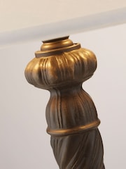 Searchlight Antique Bronze and Black Lens 1 Light Table Lamp with Linen Shade - Image 2 of 3