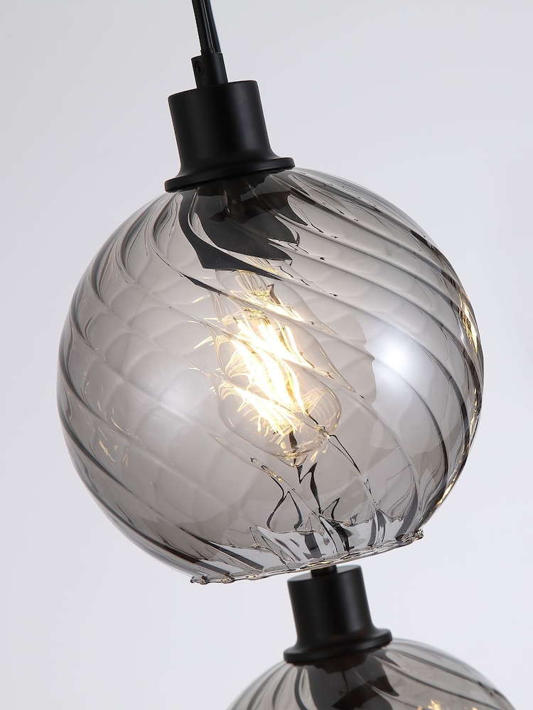 Searchlight Black Tilly 6Lt Bar Pendant, Metal and Glass - Image 2 of 4