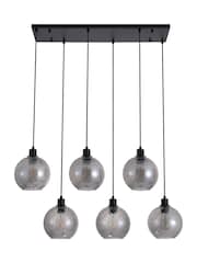 Searchlight Black Tilly 6Lt Bar Pendant, Metal and Glass - Image 4 of 4