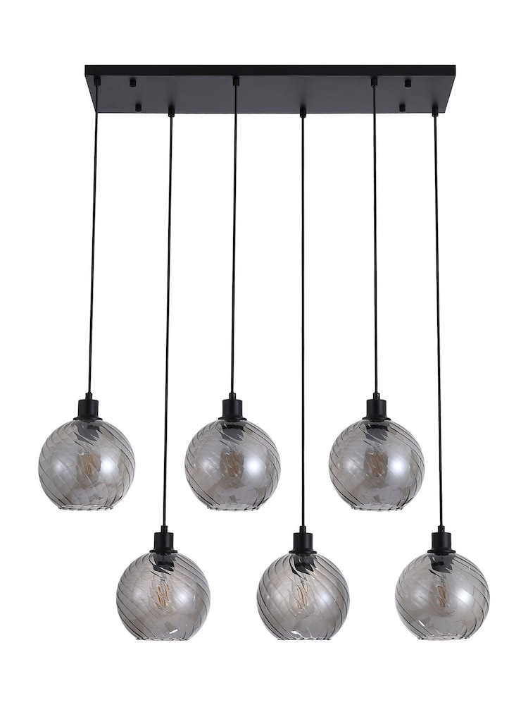 Searchlight Black Tilly 6Lt Bar Pendant, Metal and Glass - Image 4 of 4