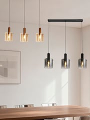 Searchlight Black Dole 3 Light Bar Pendant - Metal & Ombre Glass - Image 2 of 4