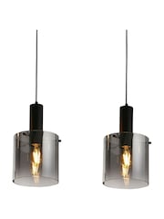Searchlight Black Dole 3 Light Bar Pendant - Metal & Ombre Glass - Image 3 of 4