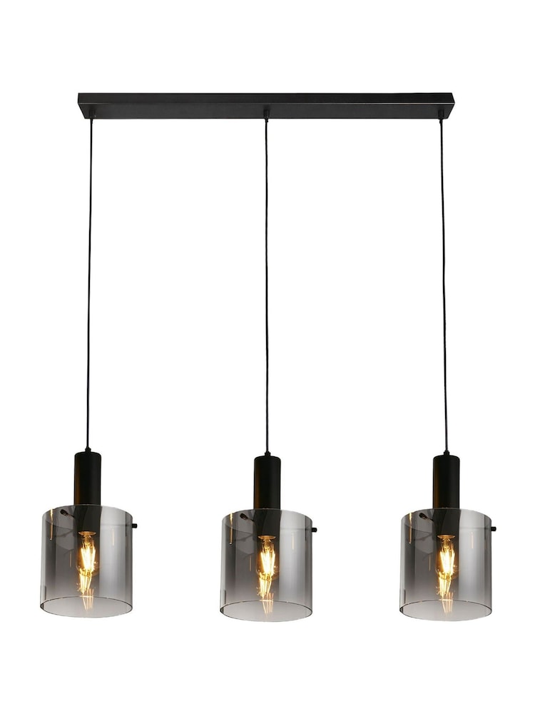 Searchlight Black Dole 3 Light Bar Pendant - Metal & Ombre Glass - Image 4 of 4