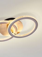 Searchlight Latte Champagne and White Julin Metal LED Flush - Image 2 of 5