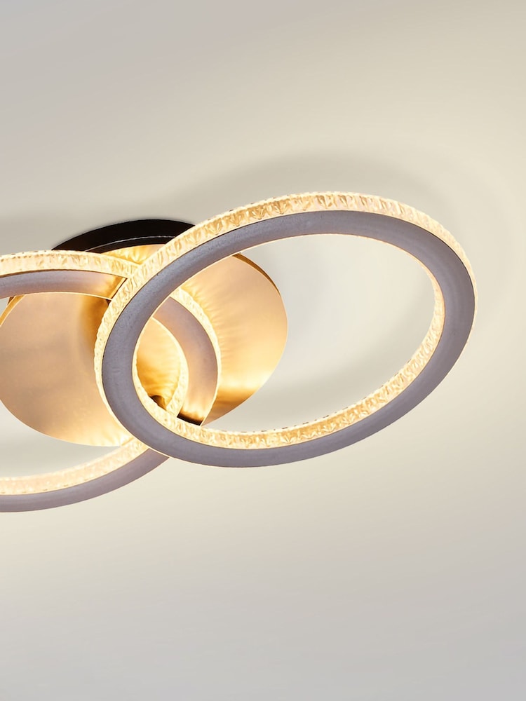 Searchlight Latte Champagne and White Julin Metal LED Flush - Image 2 of 5