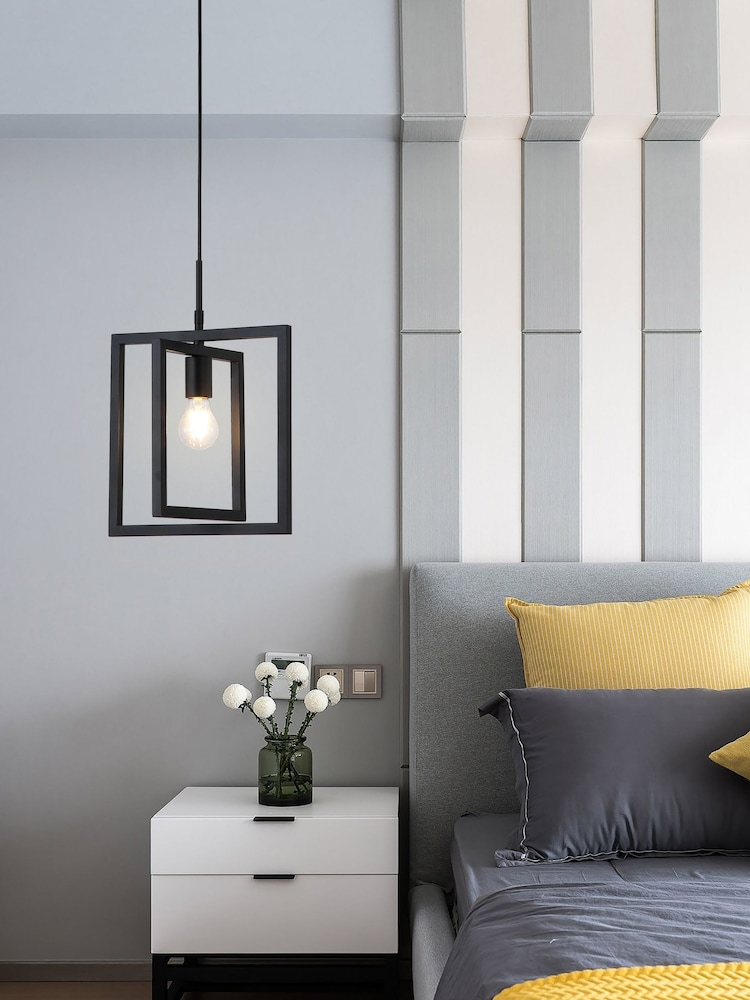 Searchlight Black Sete 1 Light Pendant, Metal - Image 1 of 4