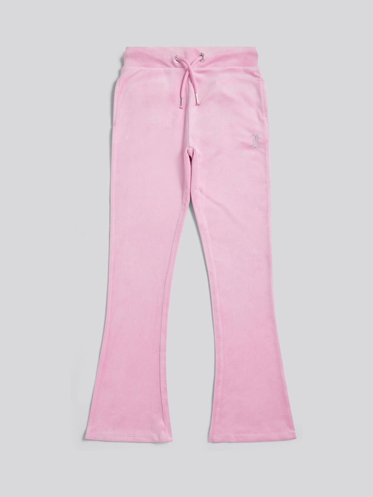 Juicy Couture Pink Velour Diamante Bootcut Joggers - Image 1 of 4