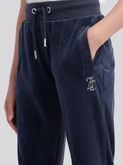 Mėlyna - Juicy Couture veliūrinės „Diamante“ tiesios kojos sportinės kelnės - 4 paveikslėlis iš 7