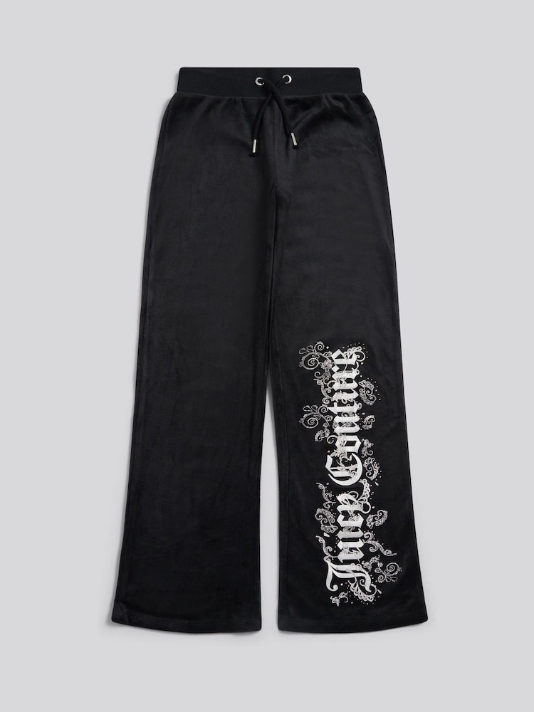 Juicy Couture Black Paisley Velour Straight Leg Joggers - Image 1 of 3
