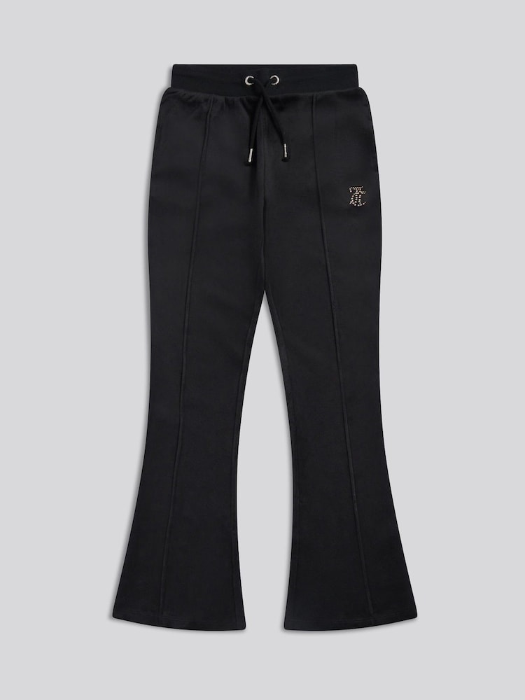 Juicy Couture Black Velour Pintuck Bootcut Joggers - Image 1 of 3