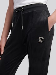 Juicy Couture Black Velour Pintuck Bootcut Joggers - Image 4 of 7