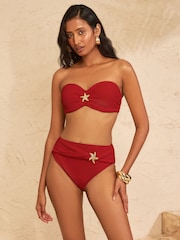 Red Starfish Trim - Love & Roses Bauchformende Bikinihose mit hohem Bund - Bild 2 von 4