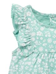 Purebaby Green Ruffle Floral Romper and Headband Set - Image 4 of 6