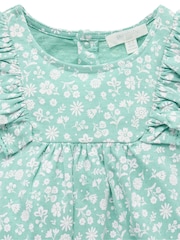 Purebaby Green Ruffle Floral Romper and Headband Set - Image 6 of 6