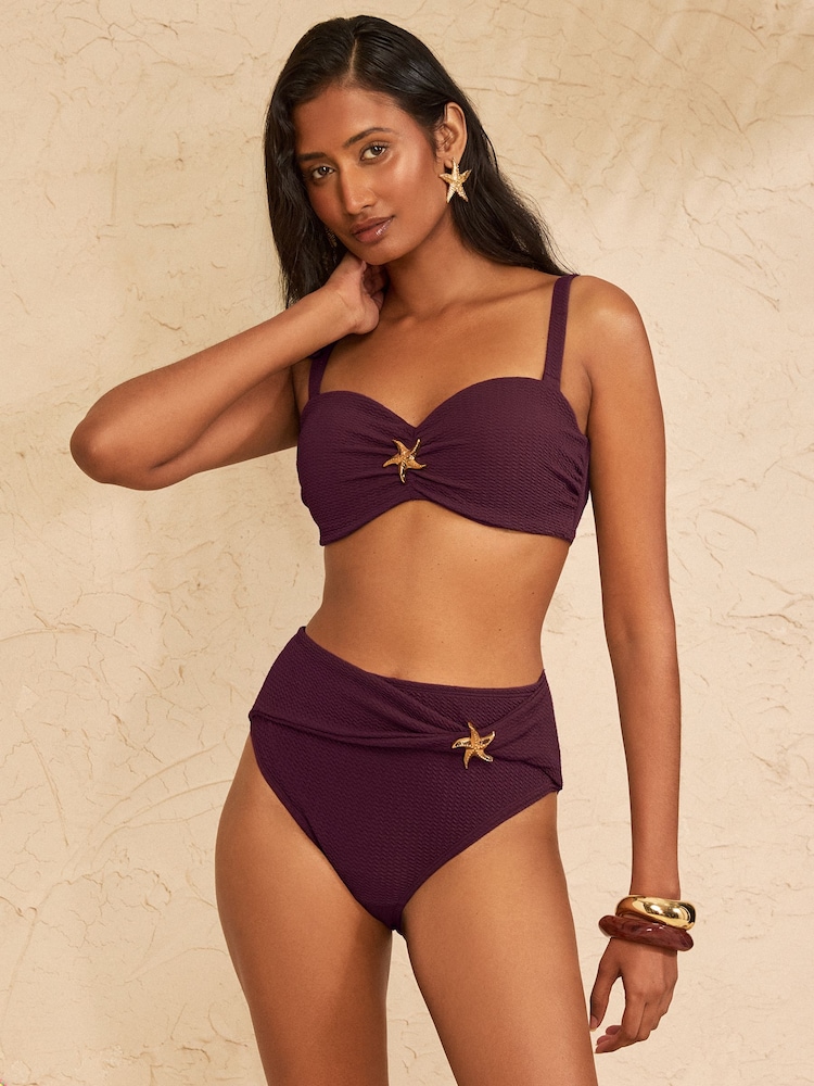 Aubergine Purple Starfish Trim - חזיית ביקיני עם קאפ מעוצב של Love & Roses - תמונה 1 מתוך 4 Aubergine Purple Starfish Trim - חזיית ביקיני עם קאפ מעוצב של Love & Roses - תמונה 1 מתוך 4