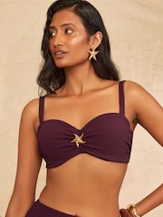 Aubergine Purple Starfish Trim - חזיית ביקיני עם קאפ מעוצב של Love & Roses - תמונה 2 מתוך 4