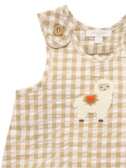 Purebaby Natural Llama Gingham Romper - Image 3 of 5