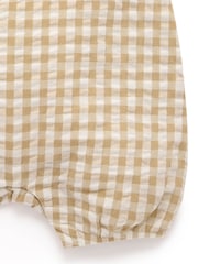 Purebaby Natural Llama Gingham Romper - Image 4 of 5