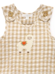 Purebaby Natural Llama Gingham Romper - Image 5 of 5