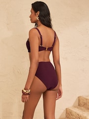 Aubergine Purple Starfish Trim - Love & Roses Bauchformende Bikinihose mit hohem Bund - Bild 4 von 4