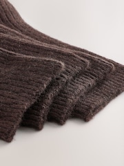 Chocolate Brown Wool Blend Ribbed Ankle Socks 2 Pack - Image 6 of 7