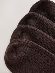 Chocolate Brown Wool Blend Ribbed Ankle Socks 2 Pack - Image 7 of 7