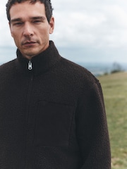 Chocolate Brown Borg Full Zip Through Fleece - Image 1 of 10