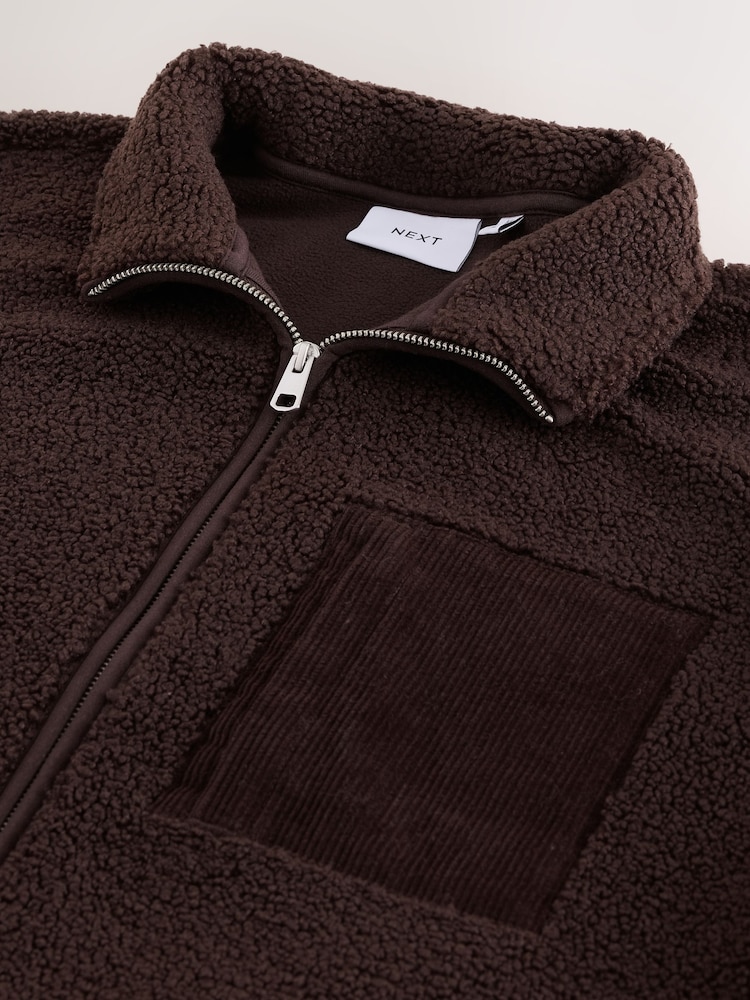 Chocolate Brown Borg Full Zip Through Fleece - Image 10 of 10