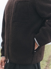 Chocolate Brown Borg Full Zip Through Fleece - Image 5 of 10