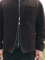 Chocolate Brown Borg Full Zip Through Fleece - Image 6 of 10