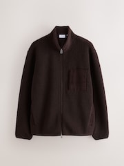 Chocolate Brown Borg Full Zip Through Fleece - Image 7 of 10