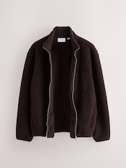 Chocolate Brown Borg Full Zip Through Fleece - Image 8 of 10