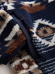 Navy Blue/Brown Geometic Print - Printed Borg Quarter Zip Fleece - Bild 5 von 6
