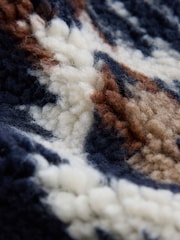 Navy Blue/Brown Geometic Print - Printed Borg Quarter Zip Fleece - Bild 6 von 6