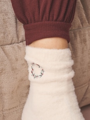 Cream Embroidered Wreath Cosy Socks In A Gift Box - Image 6 of 6