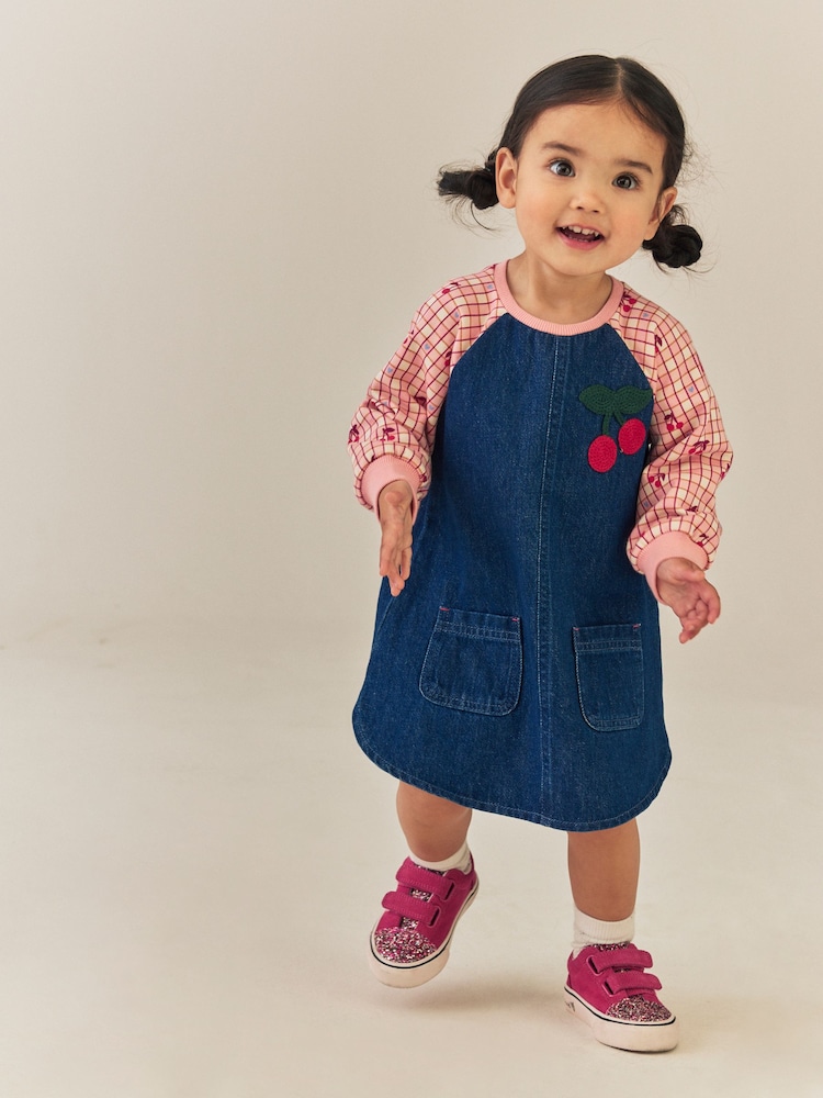 Cherry Print Raglan Denim Dress (3mths-8yrs) - Image 1 of 4 Cherry Print Raglan Denim Dress (3mths-8yrs) - Image 1 of 4