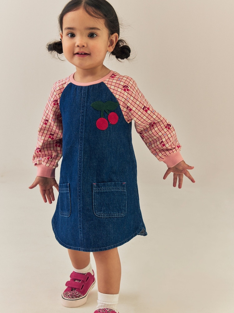 Cherry Print Raglan Denim Dress (3mths-8yrs) - Image 2 of 4 Cherry Print Raglan Denim Dress (3mths-8yrs) - Image 2 of 4