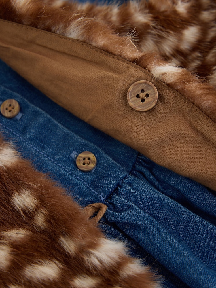 Blue Faux Fur Gillet and Denim Embroidered Dress (12mths-8yrs) - Image 9 of 9 Blue Faux Fur Gillet and Denim Embroidered Dress (12mths-8yrs) - Image 9 of 9