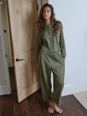 Yard Sage Green Waffle Barrel Leg Lounge Bottoms - Image 3 of 10