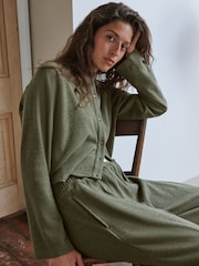 Yard Sage Green Waffle Barrel Leg Lounge Bottoms - Image 4 of 10