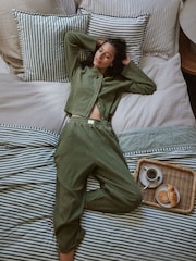Yard Sage Green Waffle Barrel Leg Lounge Bottoms - Image 5 of 10